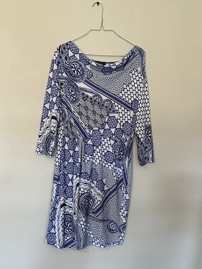 Tiana B. New York geometric paisley 3/4 dress size Large